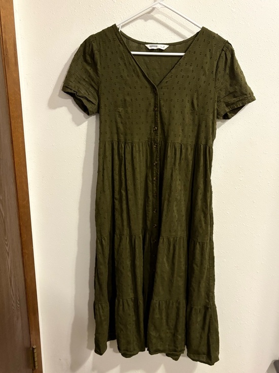 Sonoma Dresses & Skirts - Sonoma Olive Green Button-Front Tiered Maxi Dress Size Small